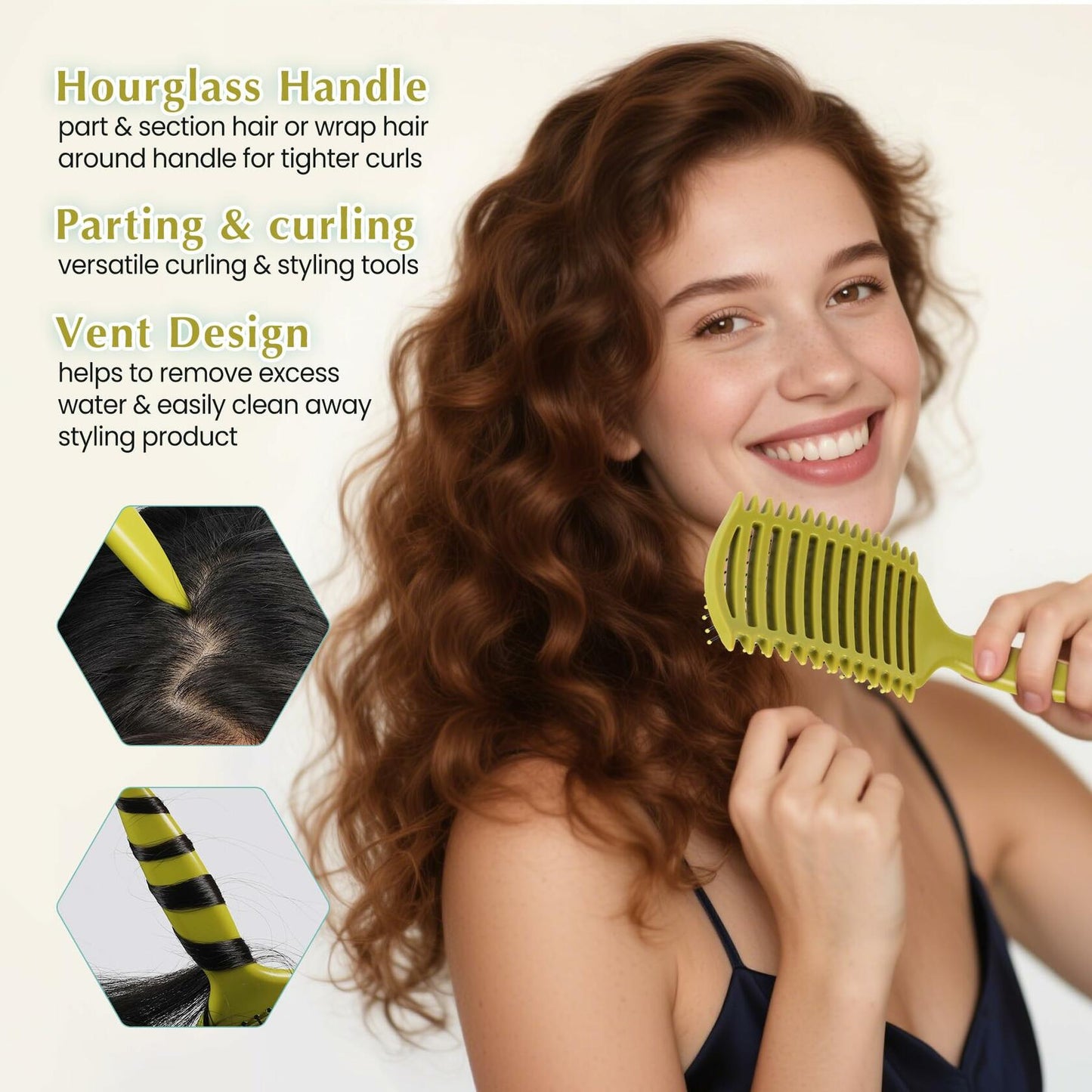 manrator Curl Defining Brush Vented Detangling Frizz Control Matcha Green