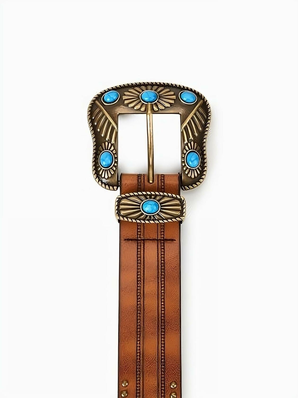 NociHah Adjustable Vintage Western Leather Belt Brown Waist 28-38