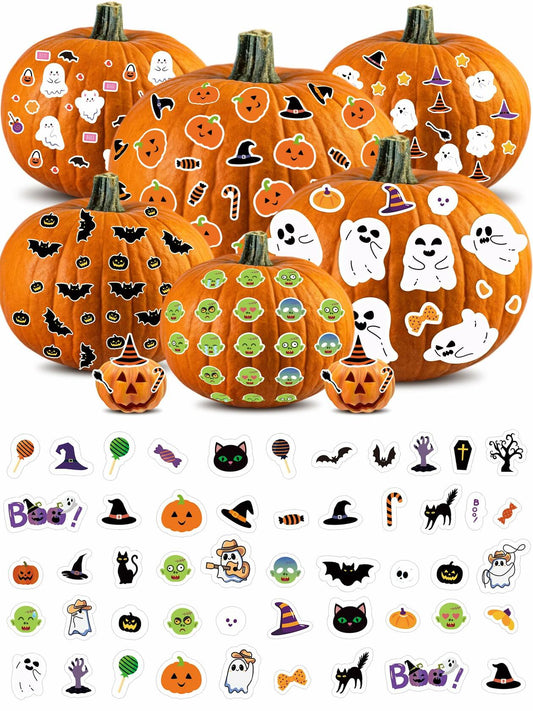 Eaasty Halloween Pumpkin Decorating Stickers 12 Sheets Multicolor Fall