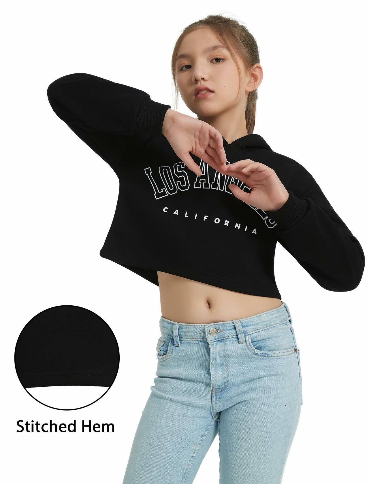 EXARUS Girls Kitty Print Sweatshirt Crew Neck Long Sleeve Khaki Size 12Y