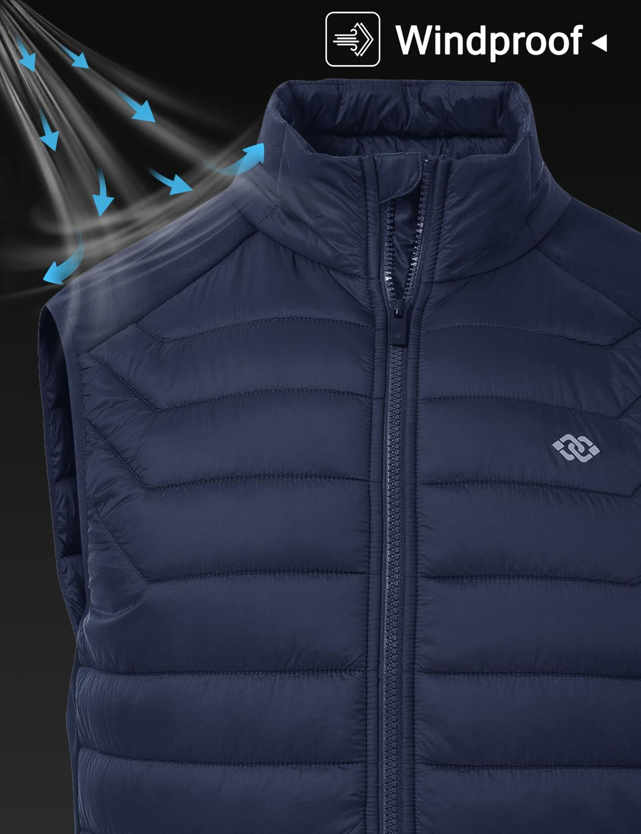 MoFiz Men's Puffer Vest Jacket Windbreak Zipper Sleeveless Navy Size 3X-Large