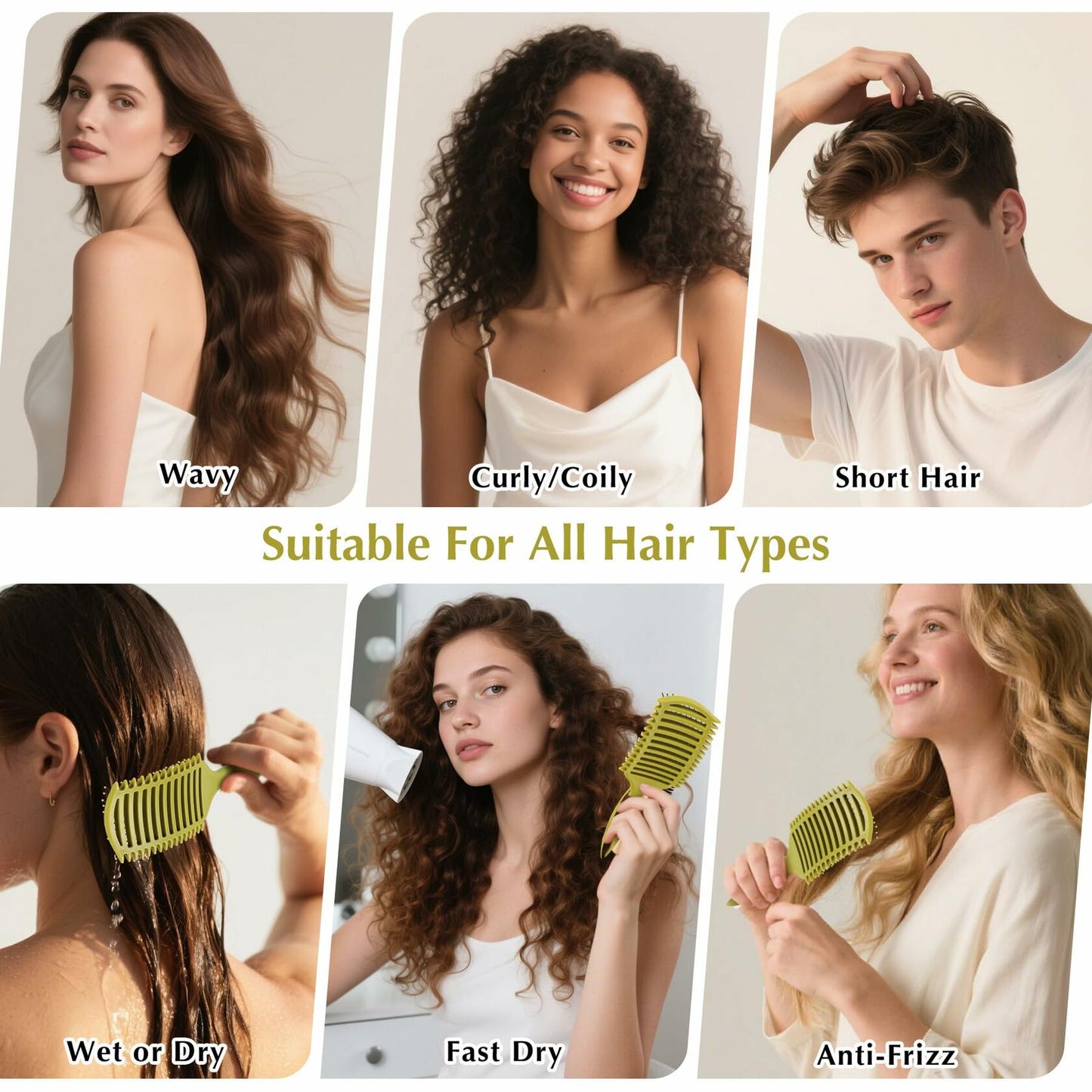 manrator Curl Defining Brush Vented Detangling Frizz Control Matcha Green