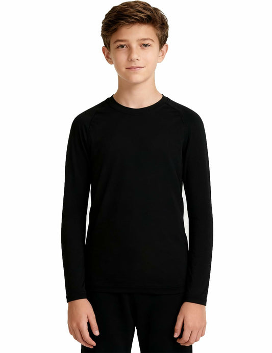 Upocool Youth Boys Compression Long Sleeve Athletic Shirt Black XS Size XS
