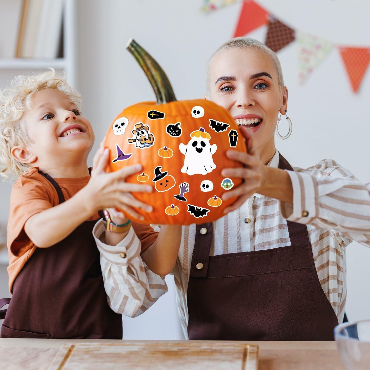 Eaasty Halloween Pumpkin Decorating Stickers 12 Sheets Multicolor Fall