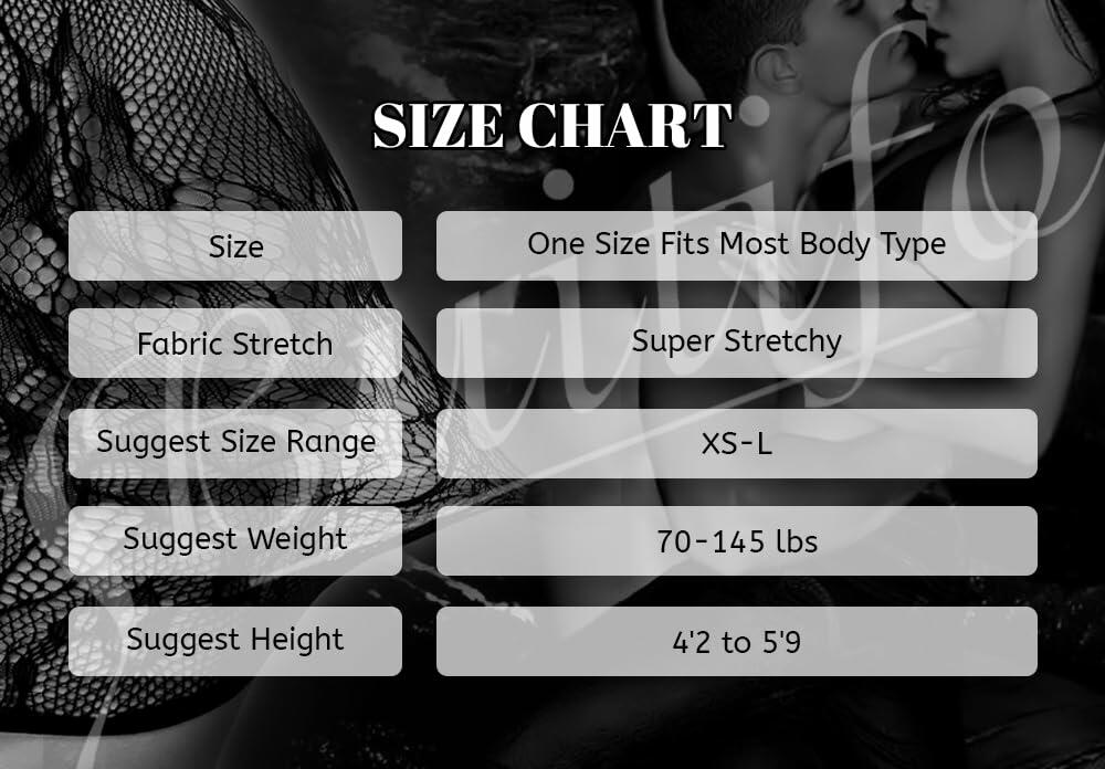 Buitifo Woman Nylon Fishnet Bodysuit Bodystocking Sexy Tights Black Size M