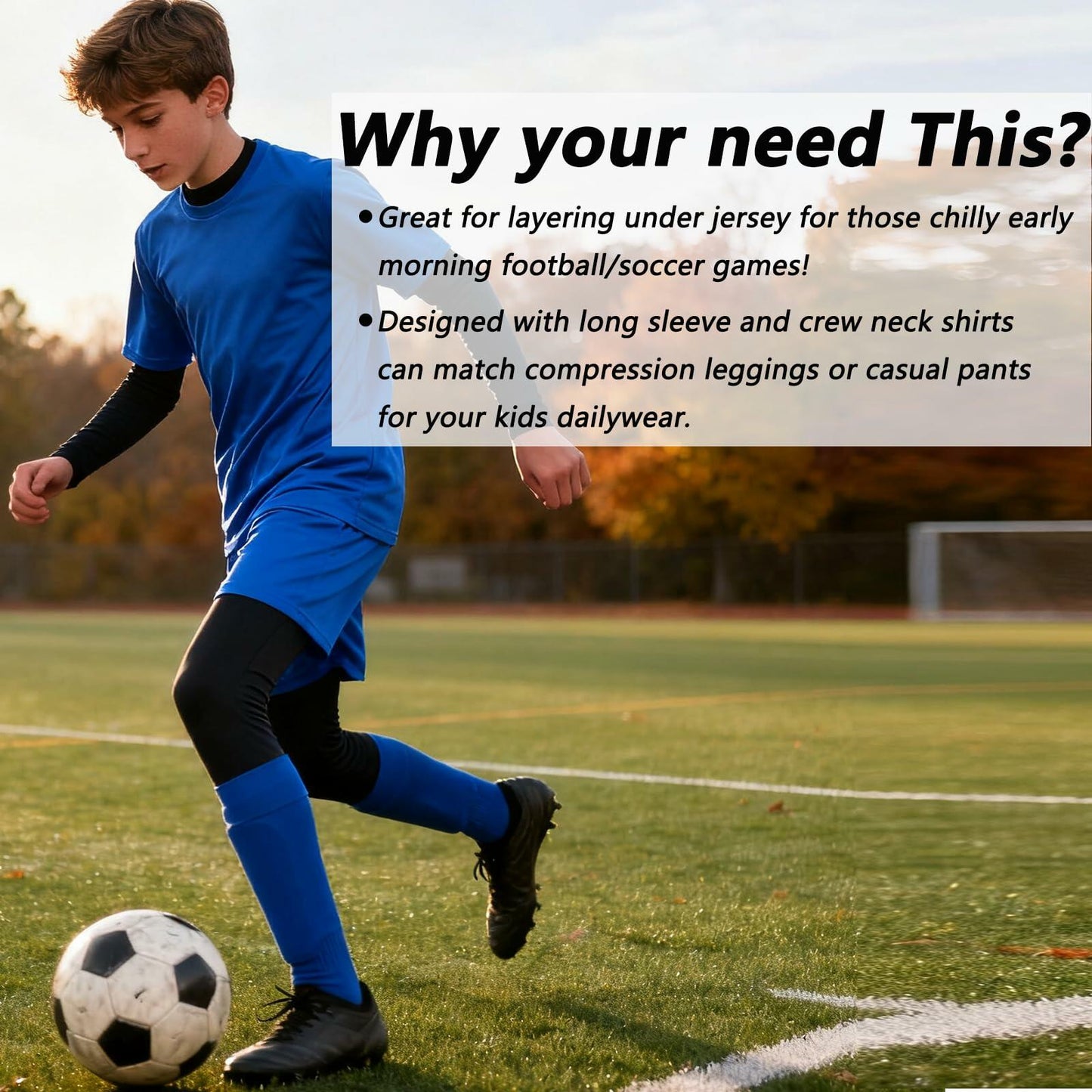 Upocool Youth Boys Compression Long Sleeve Athletic Shirt Black XS Size XS