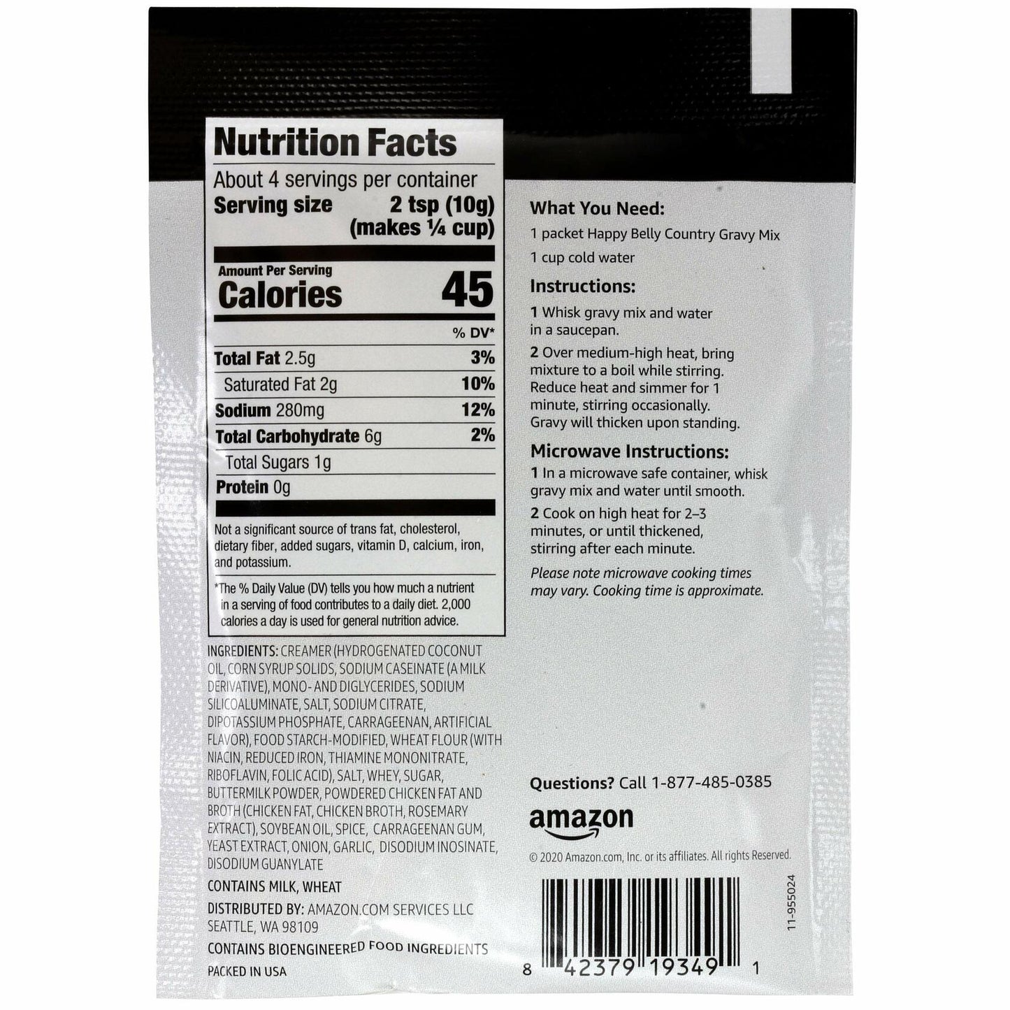 Amazon Happy Belly Country Gravy Mix 1.37oz Pack of 12