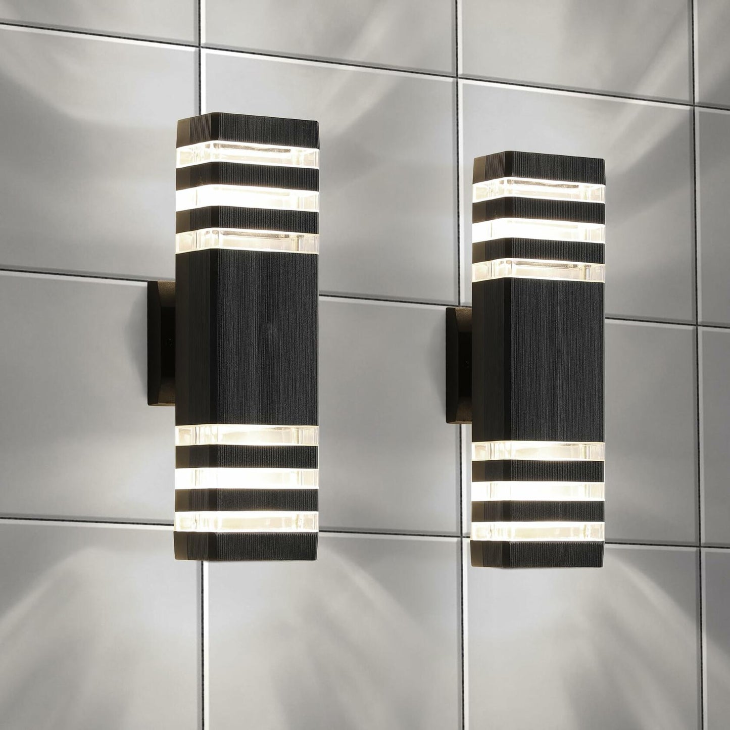 FAISHILAN 2-Pack LED Outdoor Wall Lights GU10 14W Warm White 3000K Multicolor