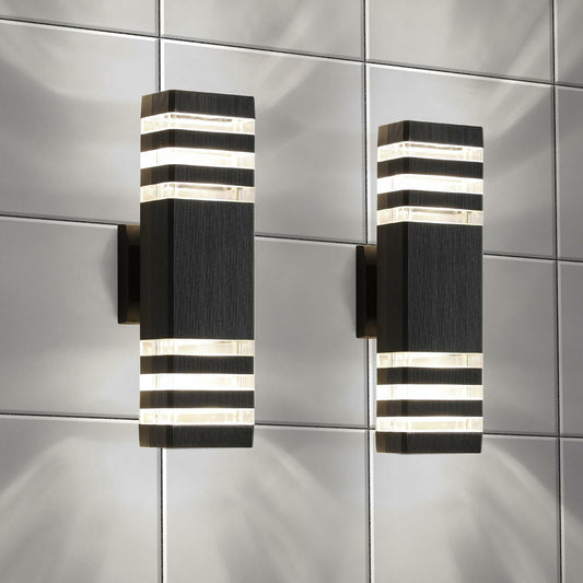 FAISHILAN 2-Pack LED Outdoor Wall Lights GU10 14W Warm White 3000K Multicolor