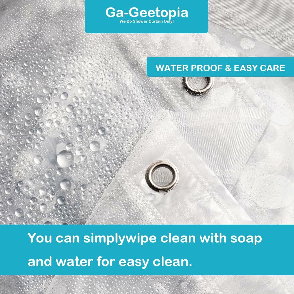 Ga-Geetopia EVA Clear Shower Curtain Liner Pebble Pattern 72x92 Inch