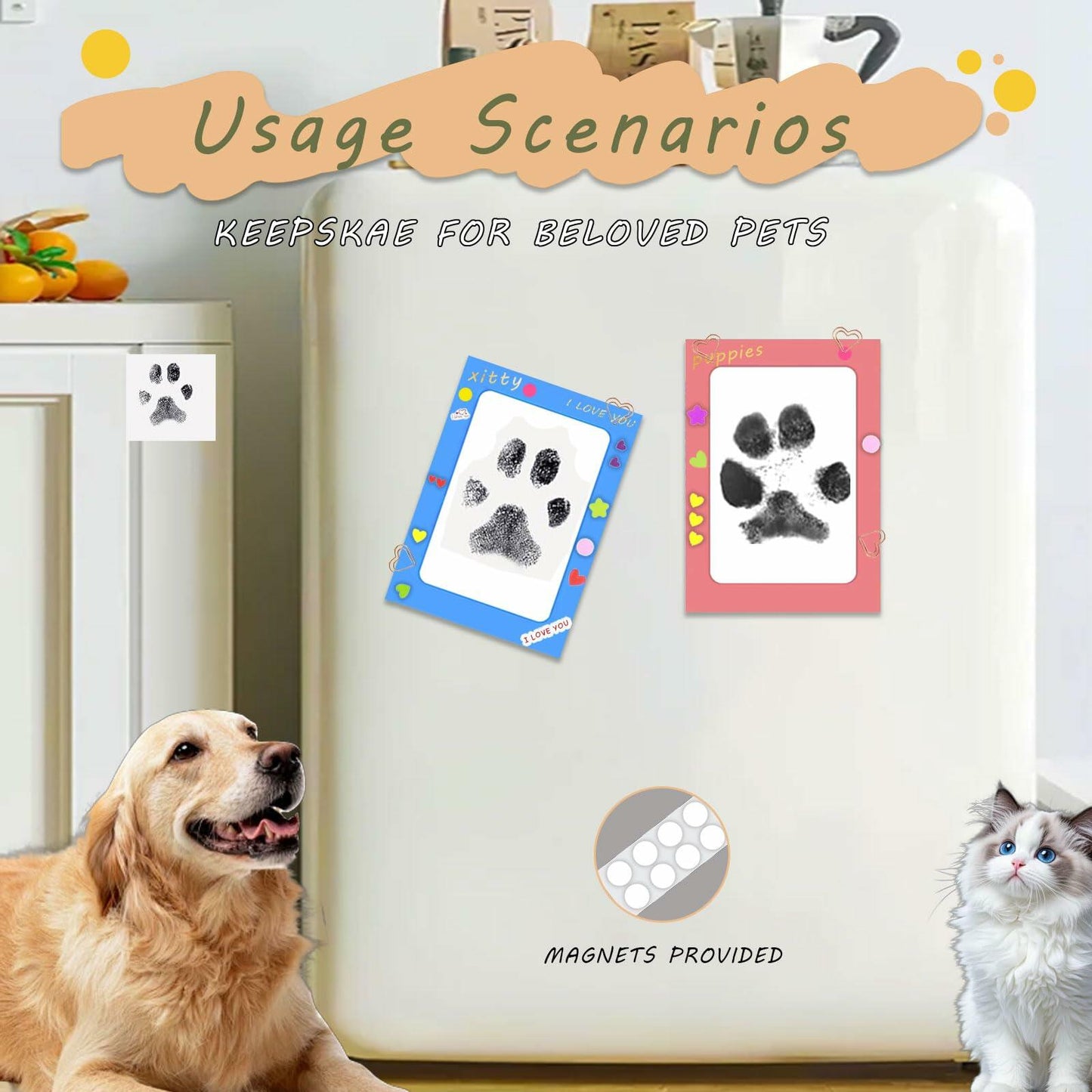 DBIGQ Dog Paw Print Kit Mess-Free Inkless Stamp Pad Medium 4Pack Black