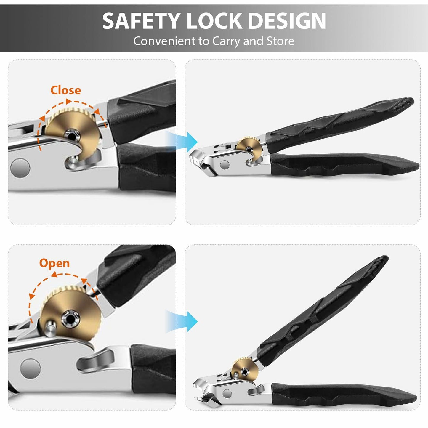 hurifeng 3pc Black Stainless Steel Nail Clippers Set Thick Toenails Wide Jaw