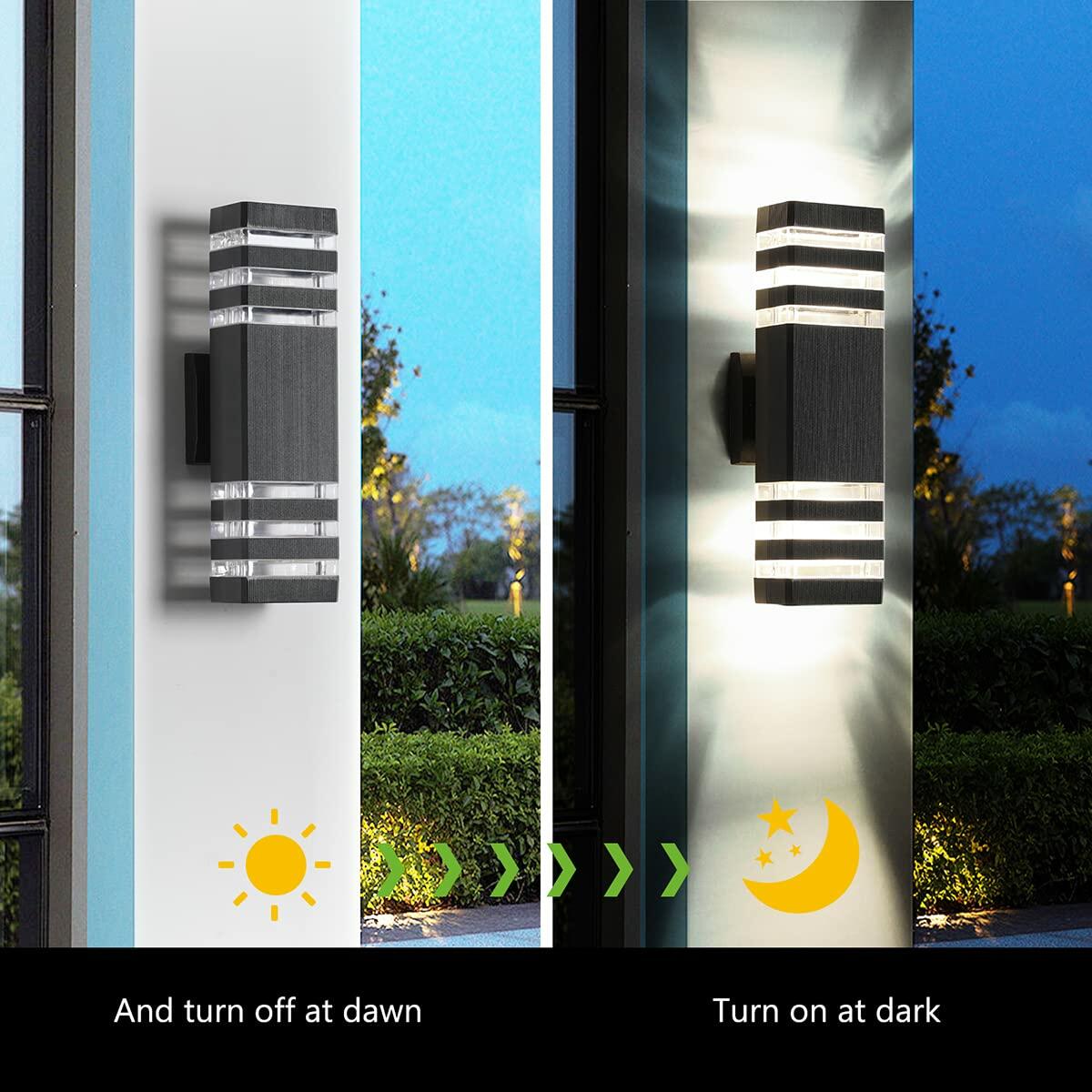 FAISHILAN 2-Pack LED Outdoor Wall Lights GU10 14W Warm White 3000K Multicolor