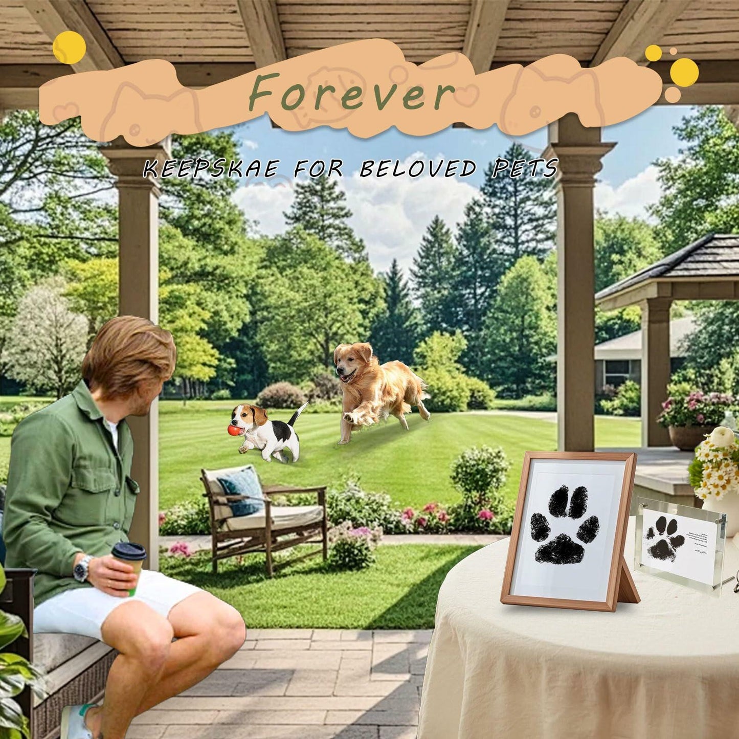 DBIGQ Dog Paw Print Kit Mess-Free Inkless Stamp Pad Medium 4Pack Black