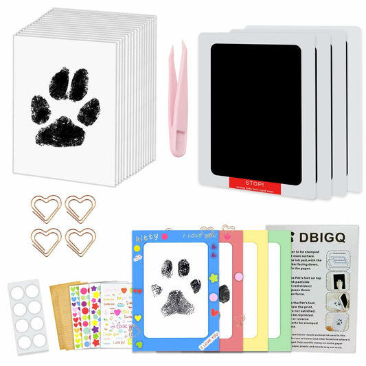 DBIGQ Dog Paw Print Kit Mess-Free Inkless Stamp Pad Medium 4Pack Black