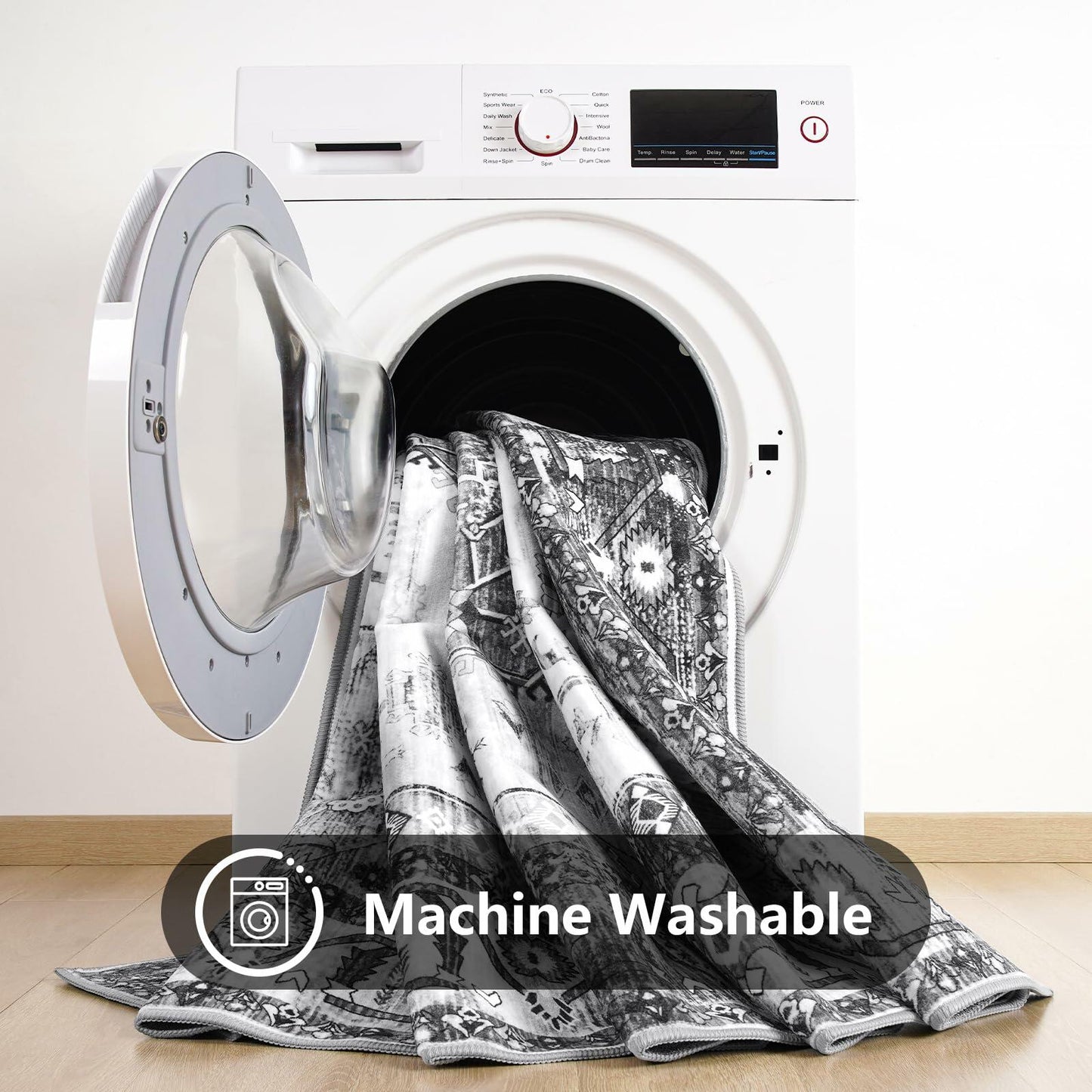 Nuttumico 5x7 Washable Non-Slip Vintage Abstract Area Rug Grey