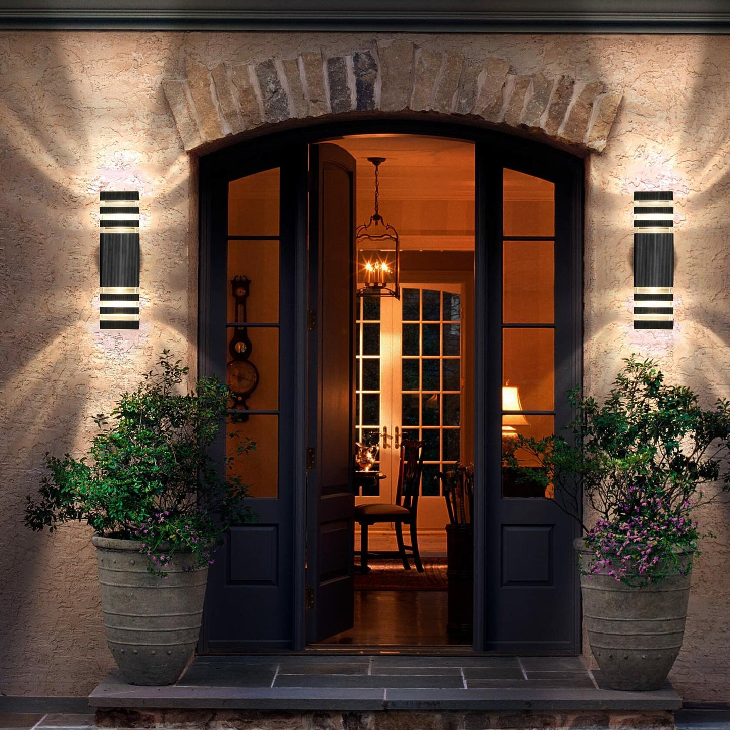 FAISHILAN 2-Pack LED Outdoor Wall Lights GU10 14W Warm White 3000K Multicolor