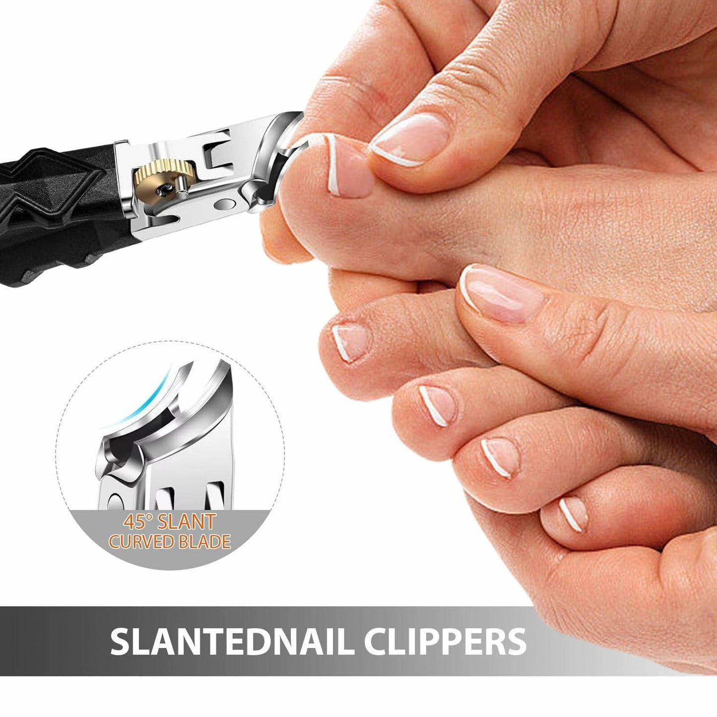 hurifeng 3pc Black Stainless Steel Nail Clippers Set Thick Toenails Wide Jaw