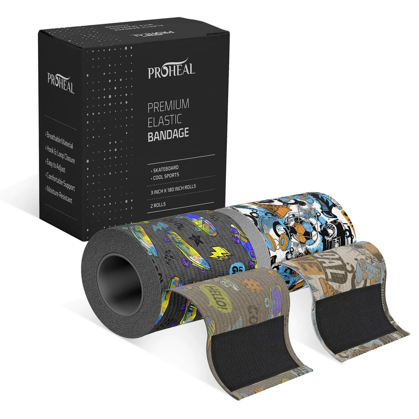 Elastic Bandage Wrap Self Closure 3"x180" Compression Sports Wrap 2 Pack