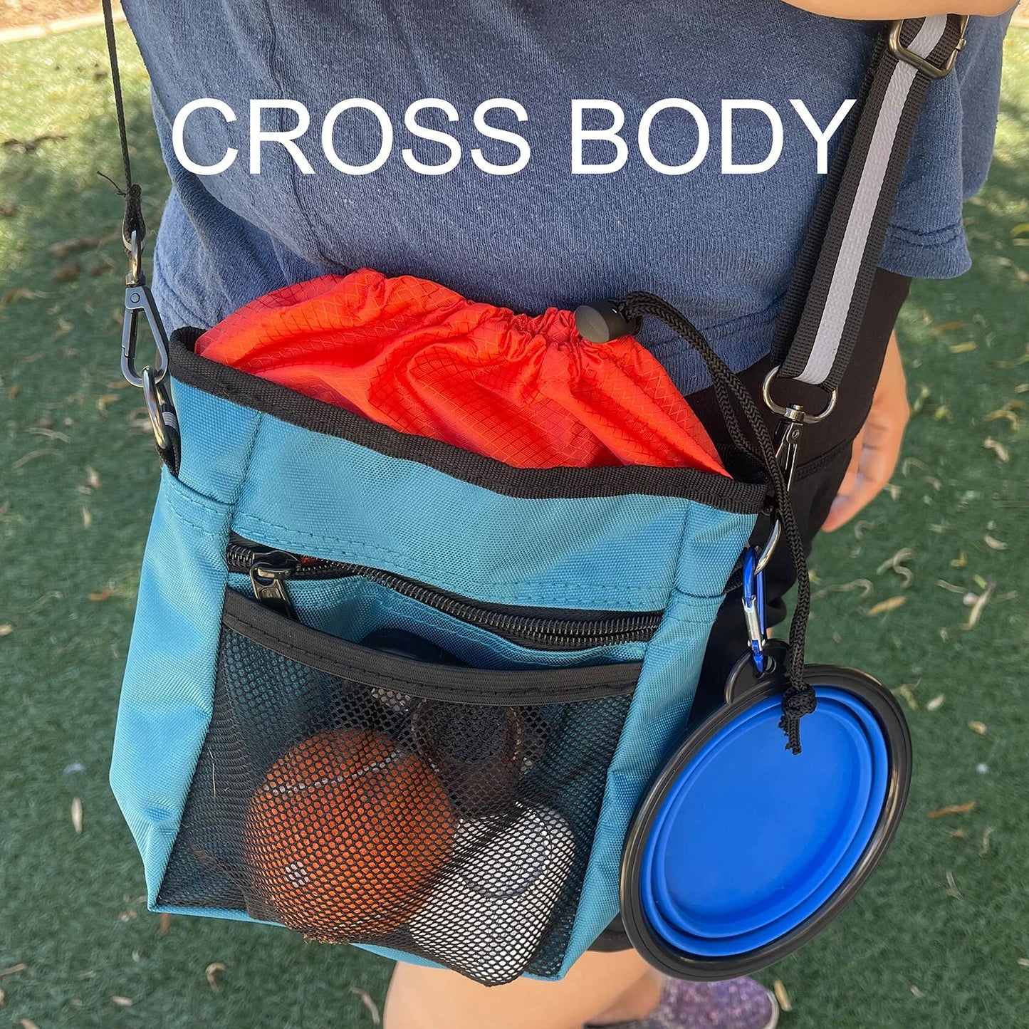 Jalousie Dog Training Pouch with Clicker & Water Bowl 5 Ways to Wear Grey