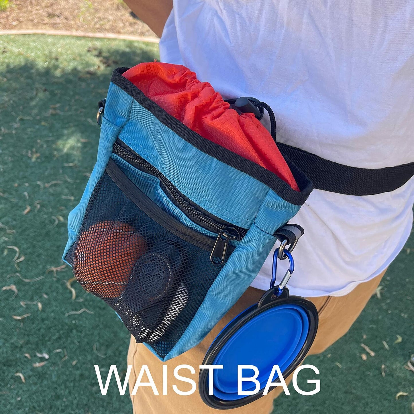 Jalousie Dog Training Pouch with Clicker & Water Bowl 5 Ways to Wear Grey