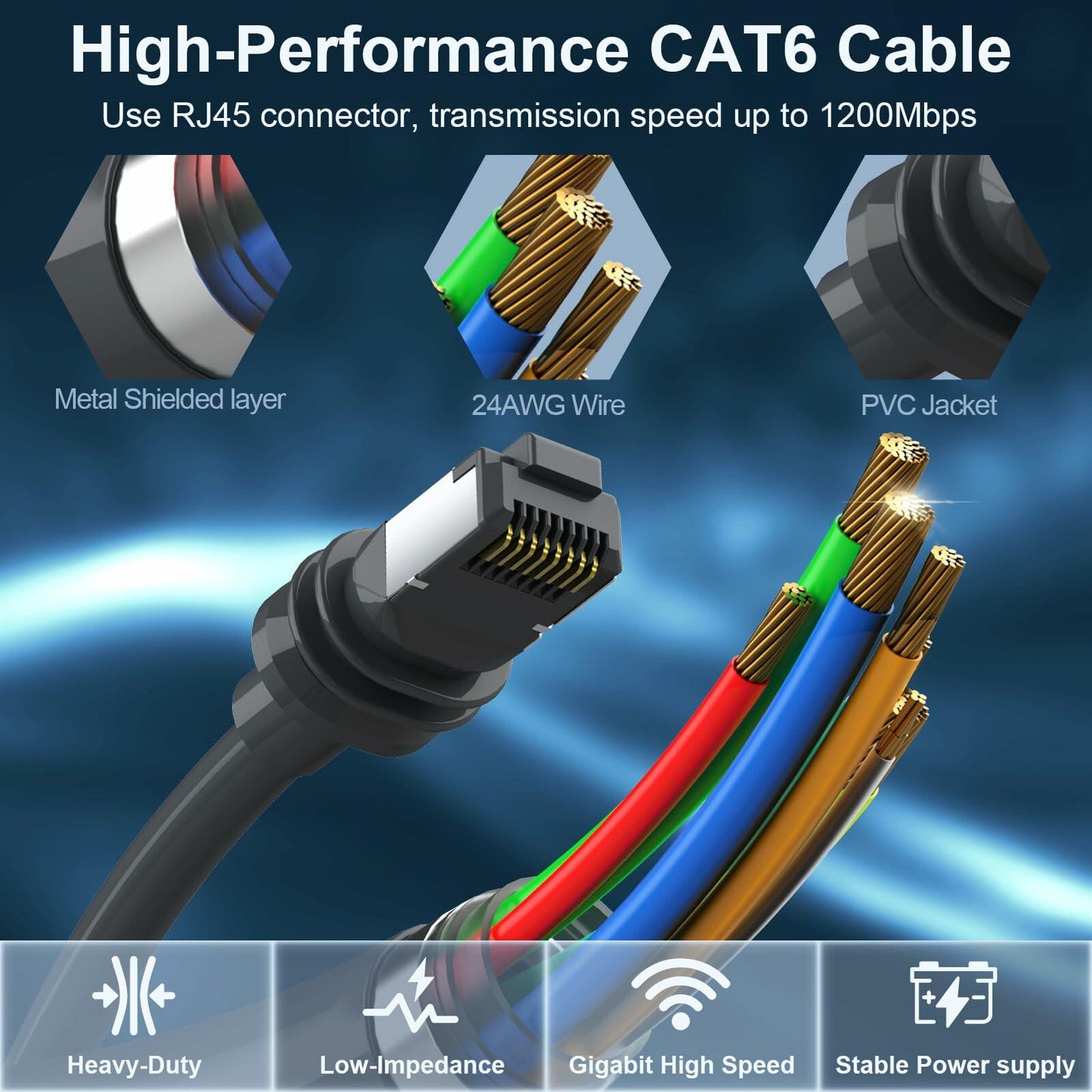 HVMKSR 100ft Starlink Gen 3 Replacement Extension Cable 26AWG Waterproof