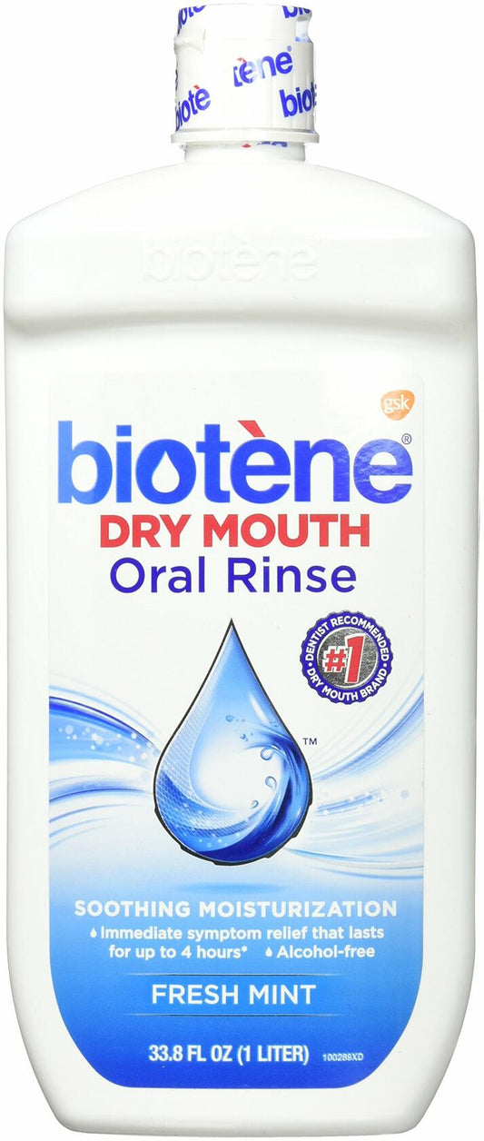 Biotene Oral Rinse Mouthwash Dry Mouth Treatment Fresh Mint 33.8 fl oz