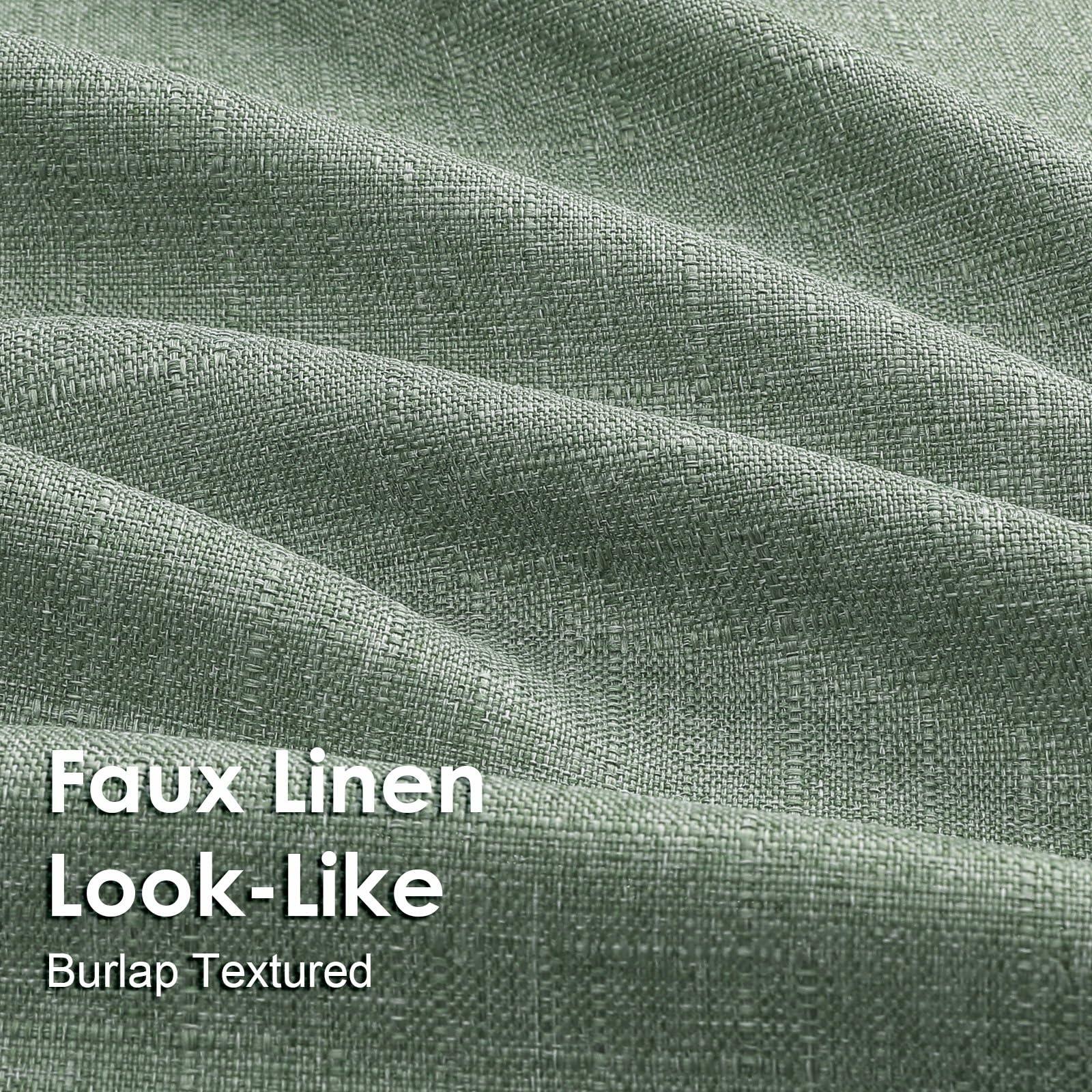 OVZME Green Curtains 40x96in 2 Panels Light Filtering Faux Linen Set