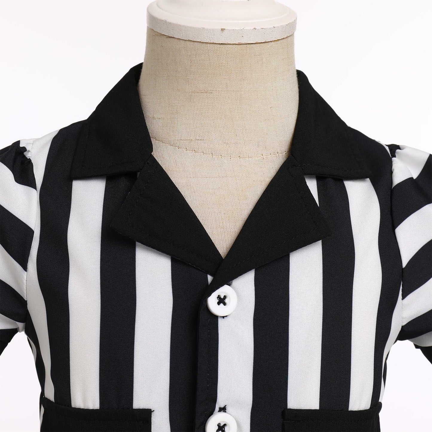 IDOPIP Toddler Girls Black White Striped Dress with Headband & Belt 4-5Y