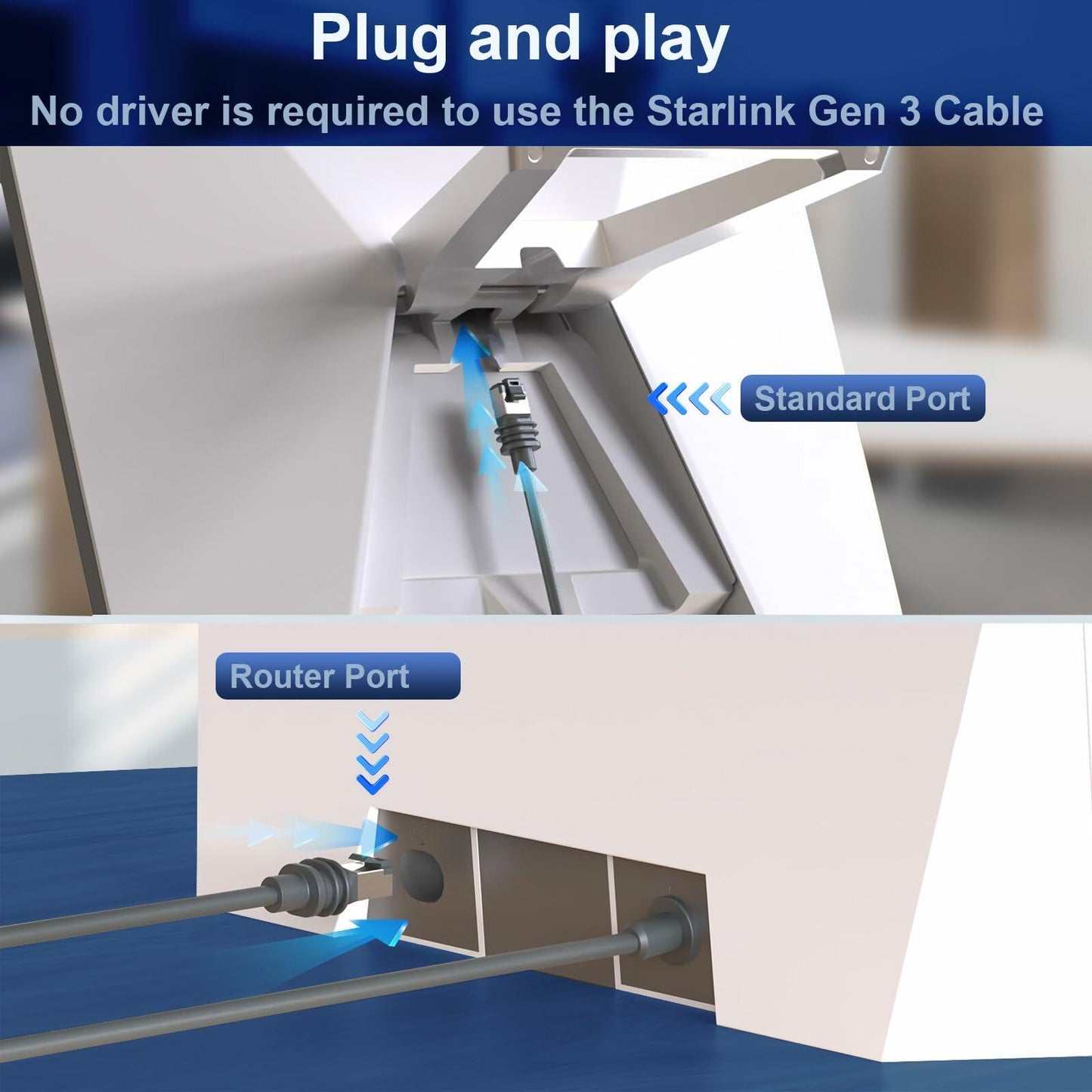 HVMKSR 100ft Starlink Gen 3 Replacement Extension Cable 26AWG Waterproof
