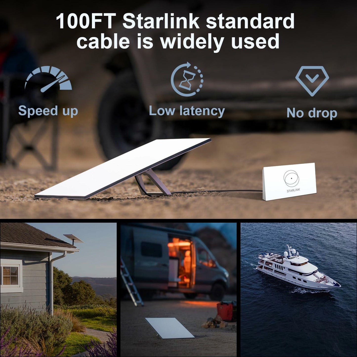 HVMKSR 100ft Starlink Gen 3 Replacement Extension Cable 26AWG Waterproof