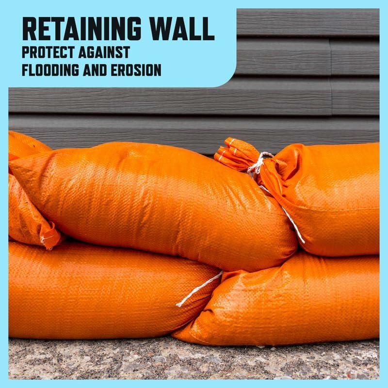 25 Pack White Sandbags 14x26in Heavy Duty with Ties Flood Control 50lb Capacity