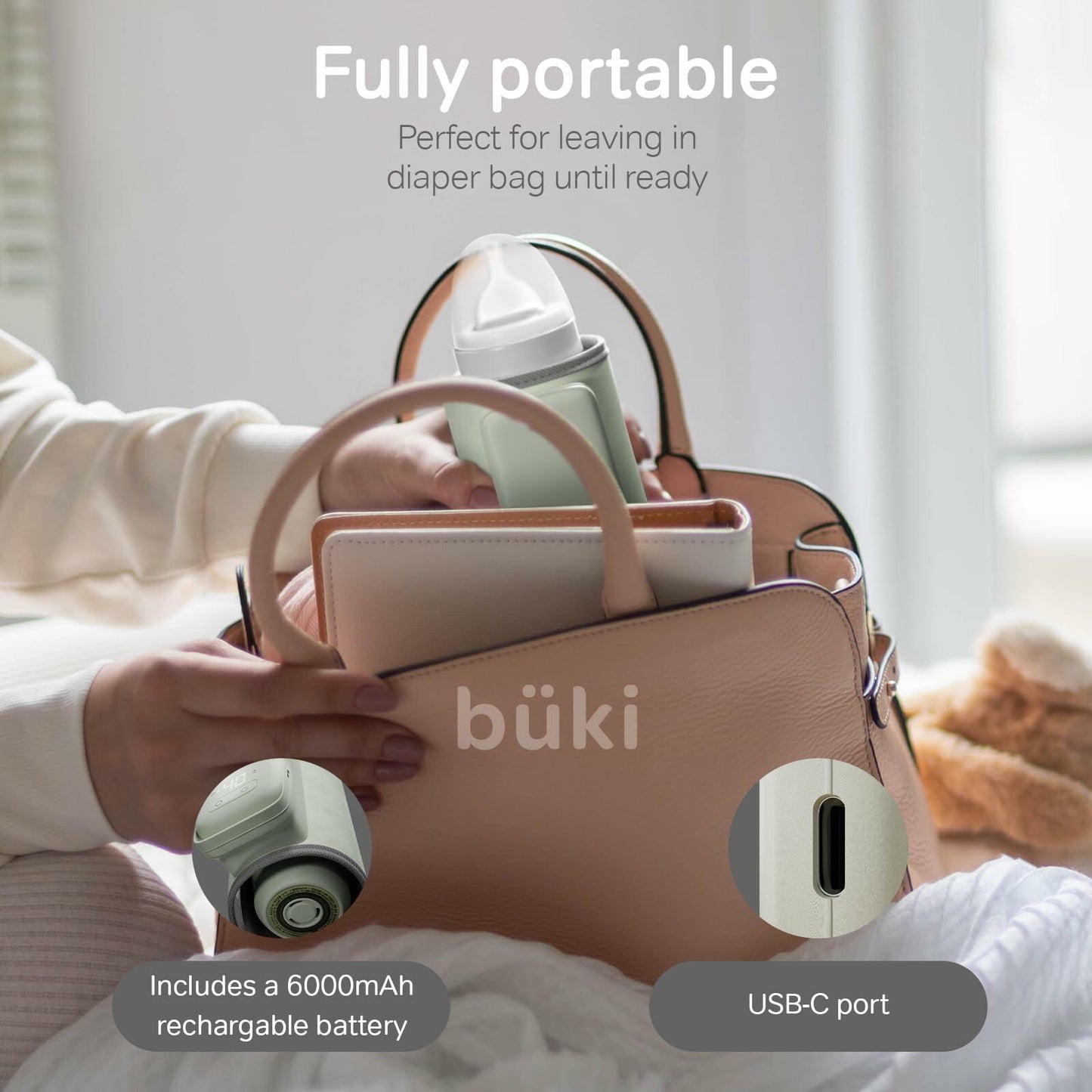 KinderSense Büki Portable Bottle Warmer Fast Heating Leak-Proof 6000mAh