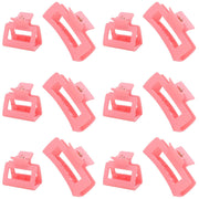 Alemaky 12 Pack Pink Square Rectangle Hair Claw Clips Non-slip Matte OPEN BOX