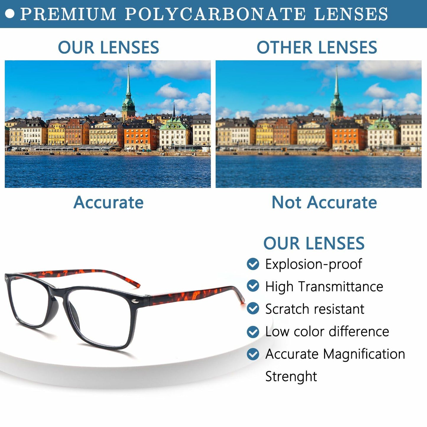 ZONLON Reading Glasses 6 Pack Blue Light Blocking Spring Hinge 3.50 Size