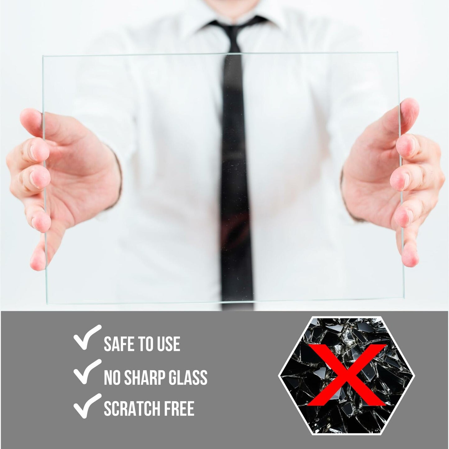 Latile Floating Picture Frames 3 Pc Glass Large Square Black UV Protection