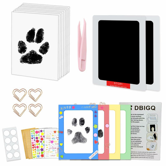 DBIGQ Dog Paw Print Kit Mess-Free Inkless Stamp Pad 2 Medium Black