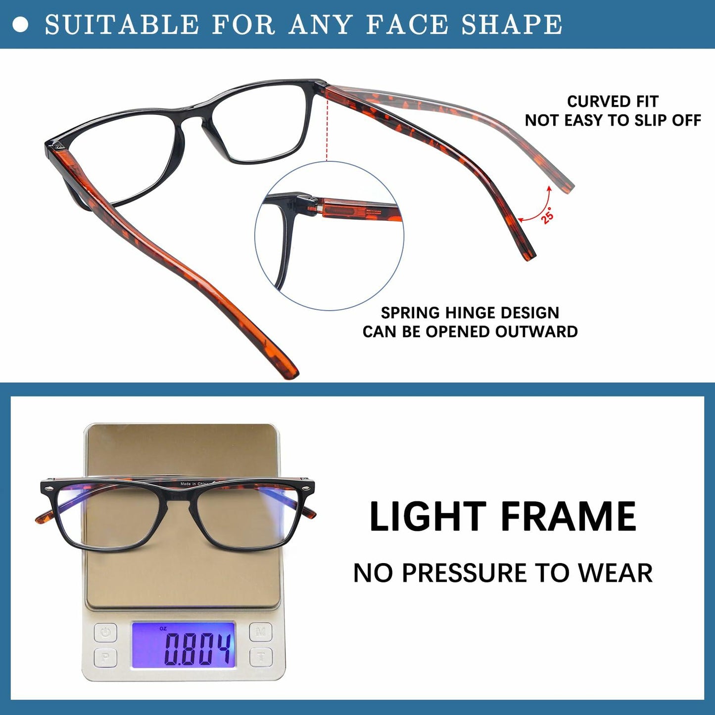 ZONLON Reading Glasses 6 Pack Blue Light Blocking Spring Hinge 3.50 Size