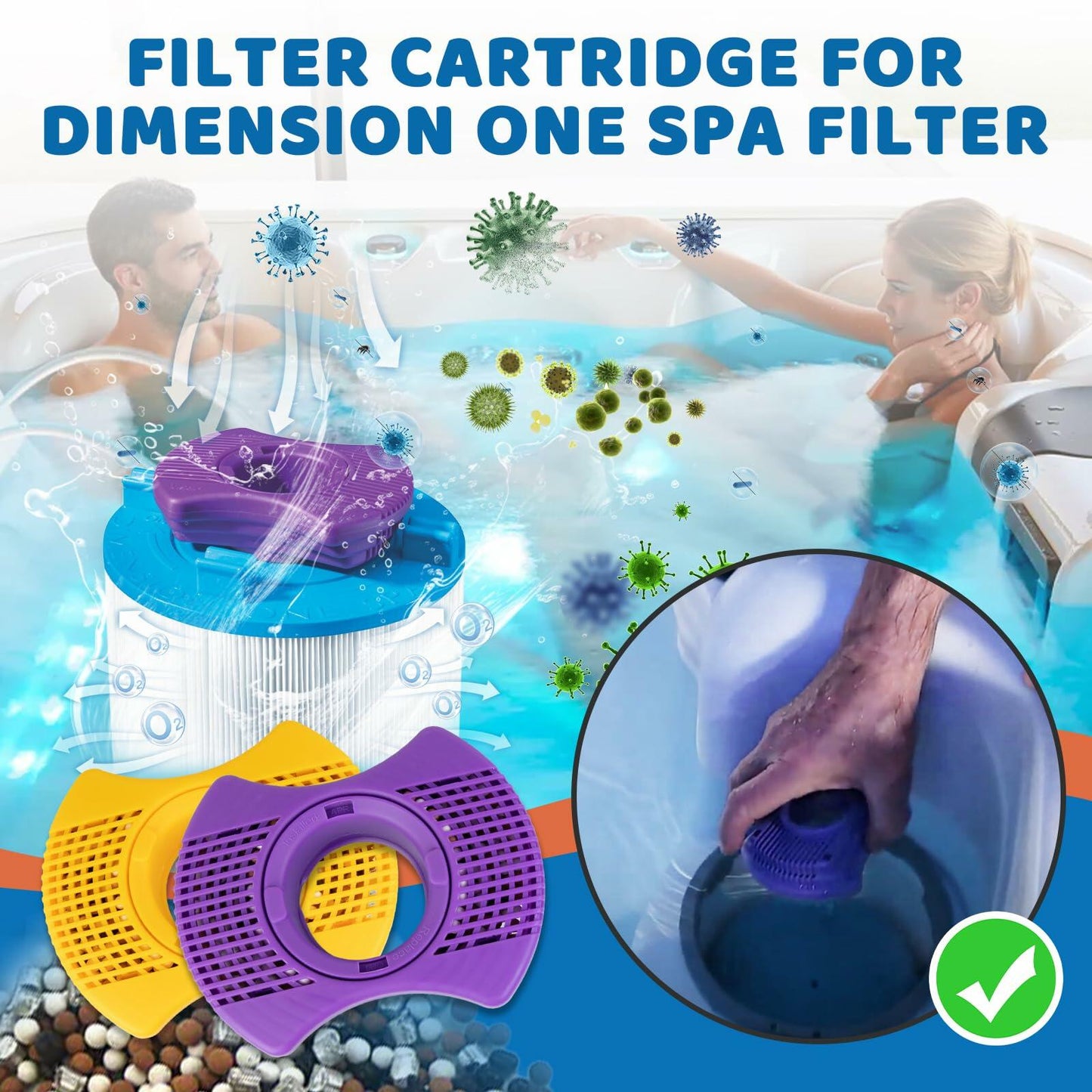 2 Packs Hot Tub Spa Mineral Filter Cartridge for Dimension One Spa Filter