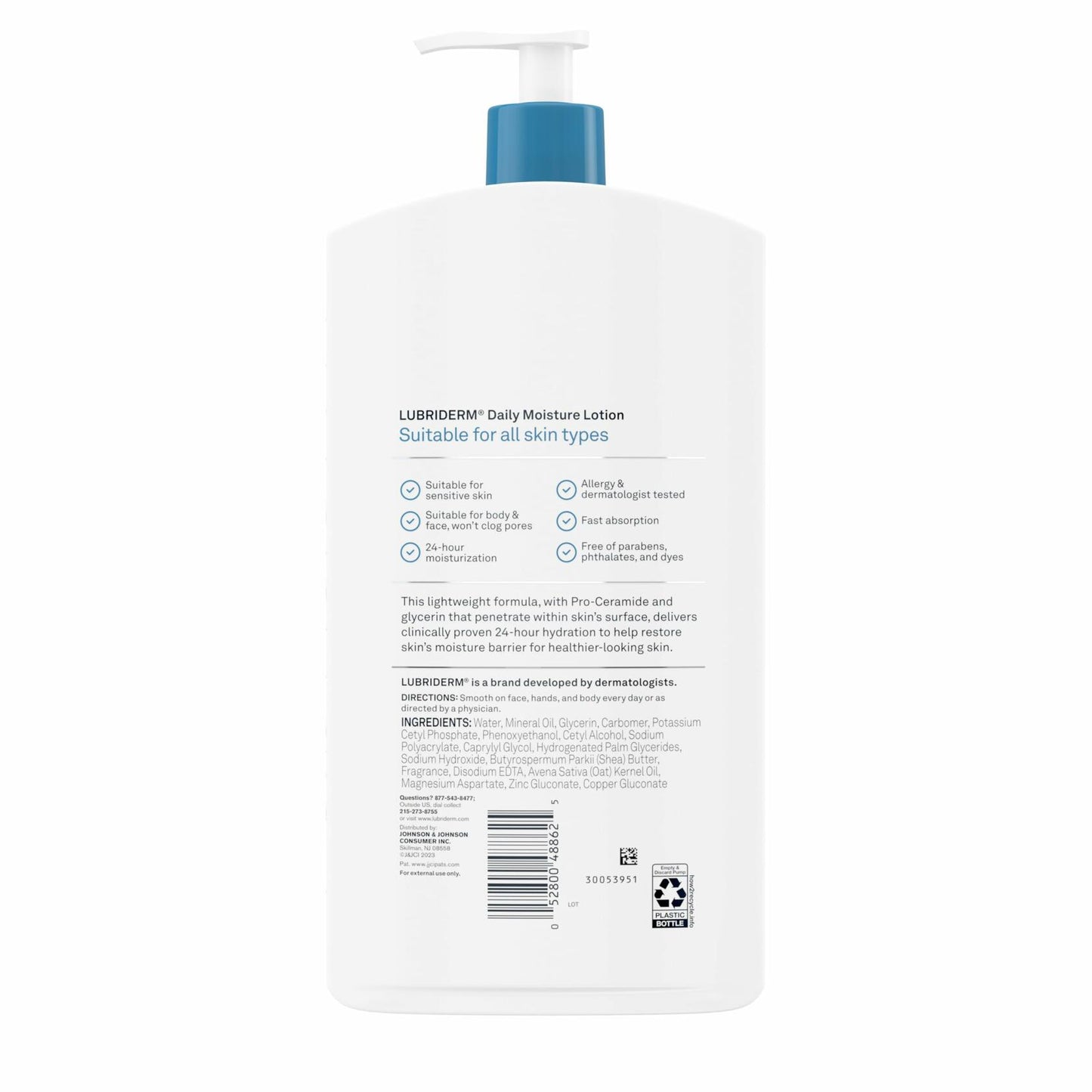 Lubriderm Daily Moisture Lotion Pro-Ceramide Shea Butter Glycerin 24 FL OZ