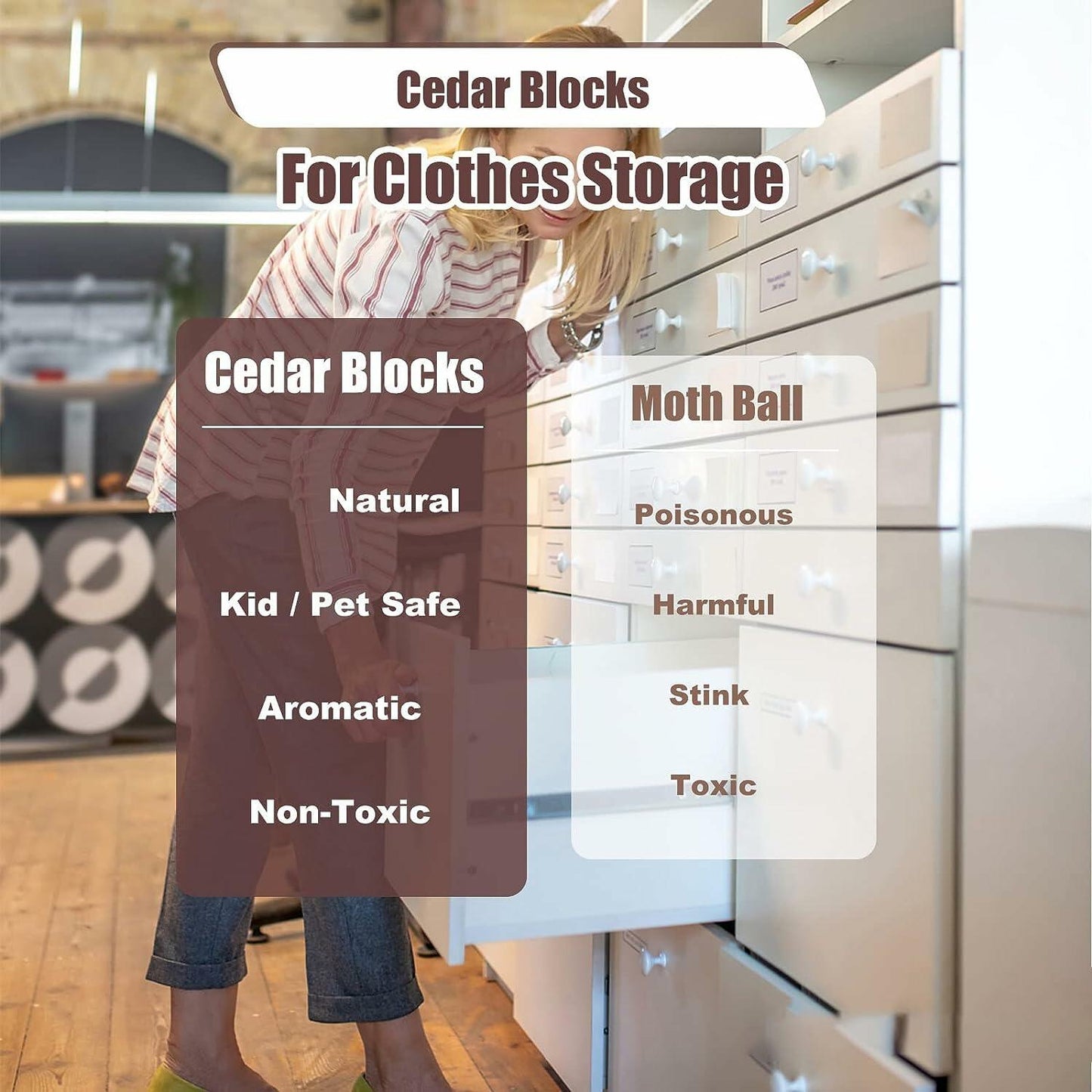 Vazpalas Cedar Blocks Clothes Storage Natural Wood Chips 12 Pack