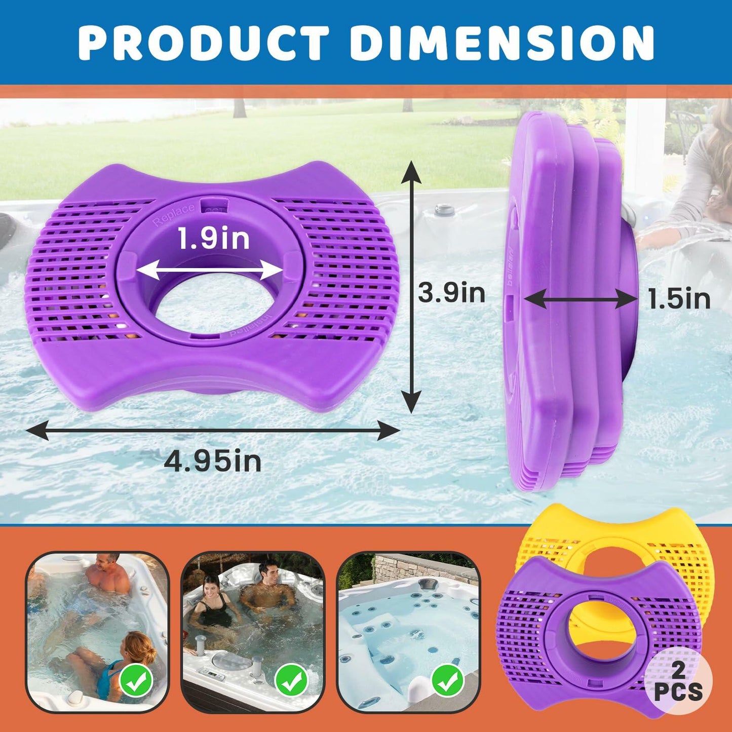 2 Packs Hot Tub Spa Mineral Filter Cartridge for Dimension One Spa Filter