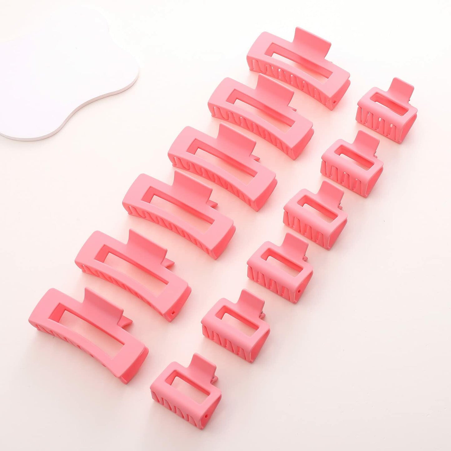 Alemaky 12 Pack Pink Square Rectangle Hair Claw Clips Non-slip Matte OPEN BOX