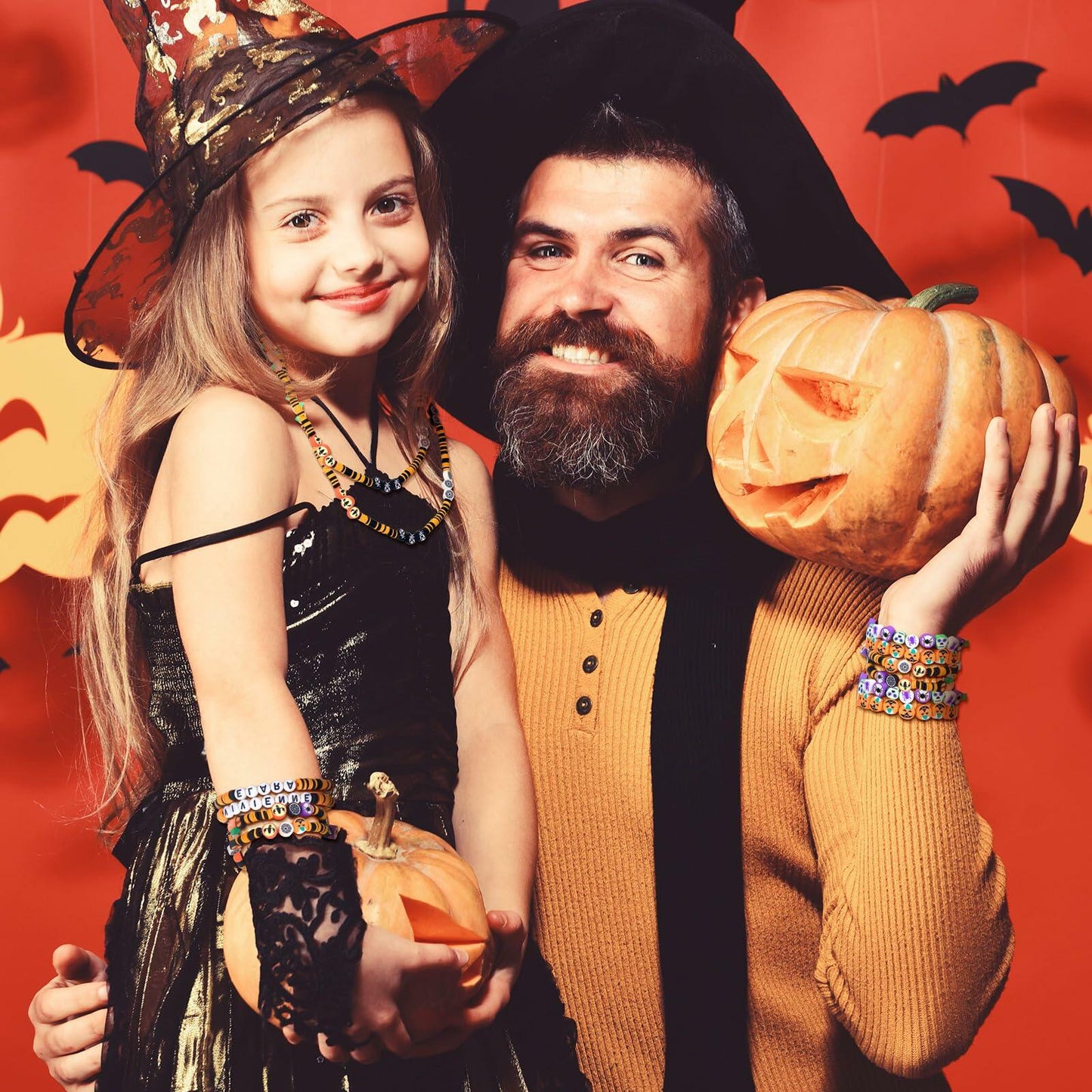 Suncalla 7108 Pcs Halloween Polymer Clay Beads Kit 6mm Orange Black 20 Strings