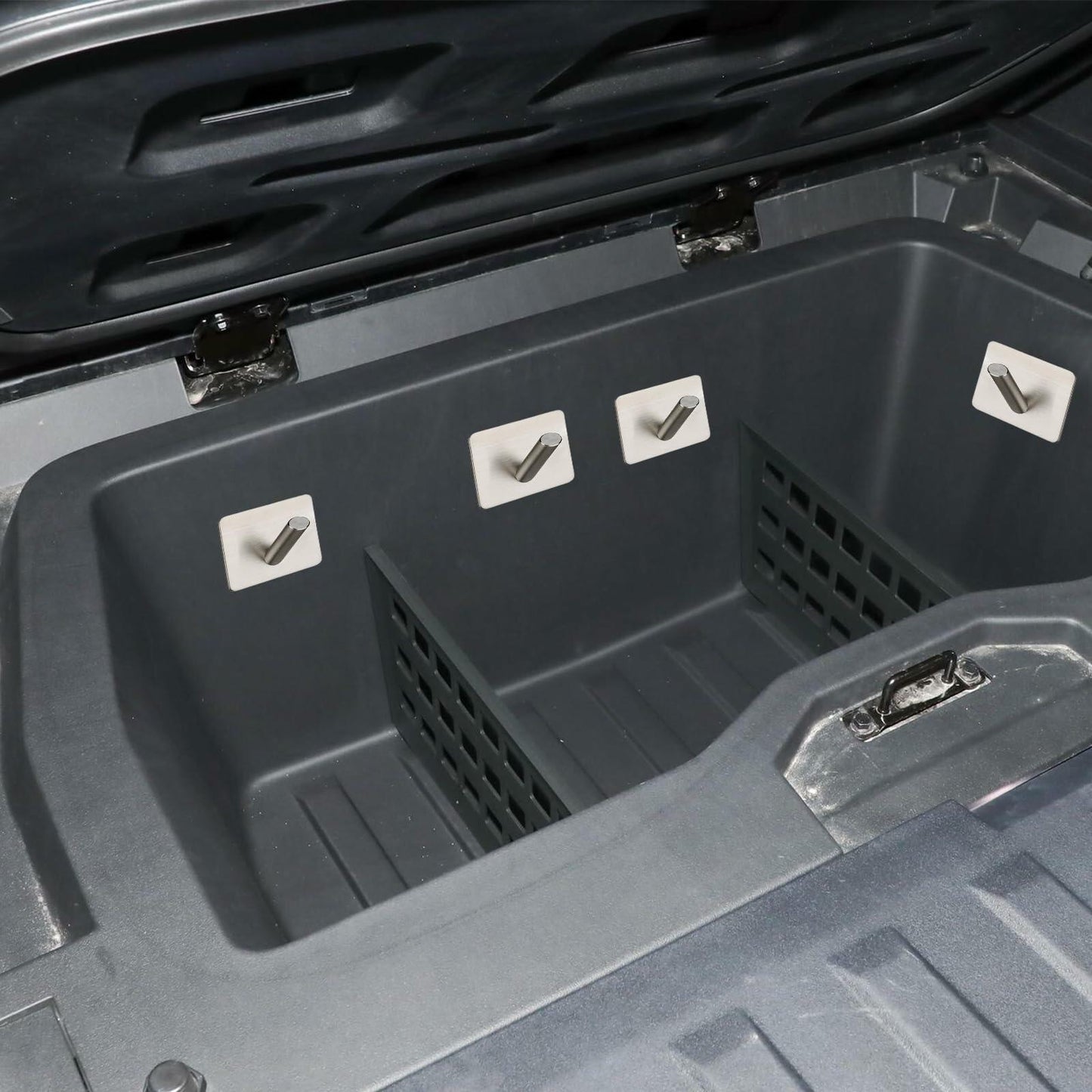 TSTESE 4PCS Stainless Steel Trunk Hooks for Tesla Cybertruck 2024-2025 Silver