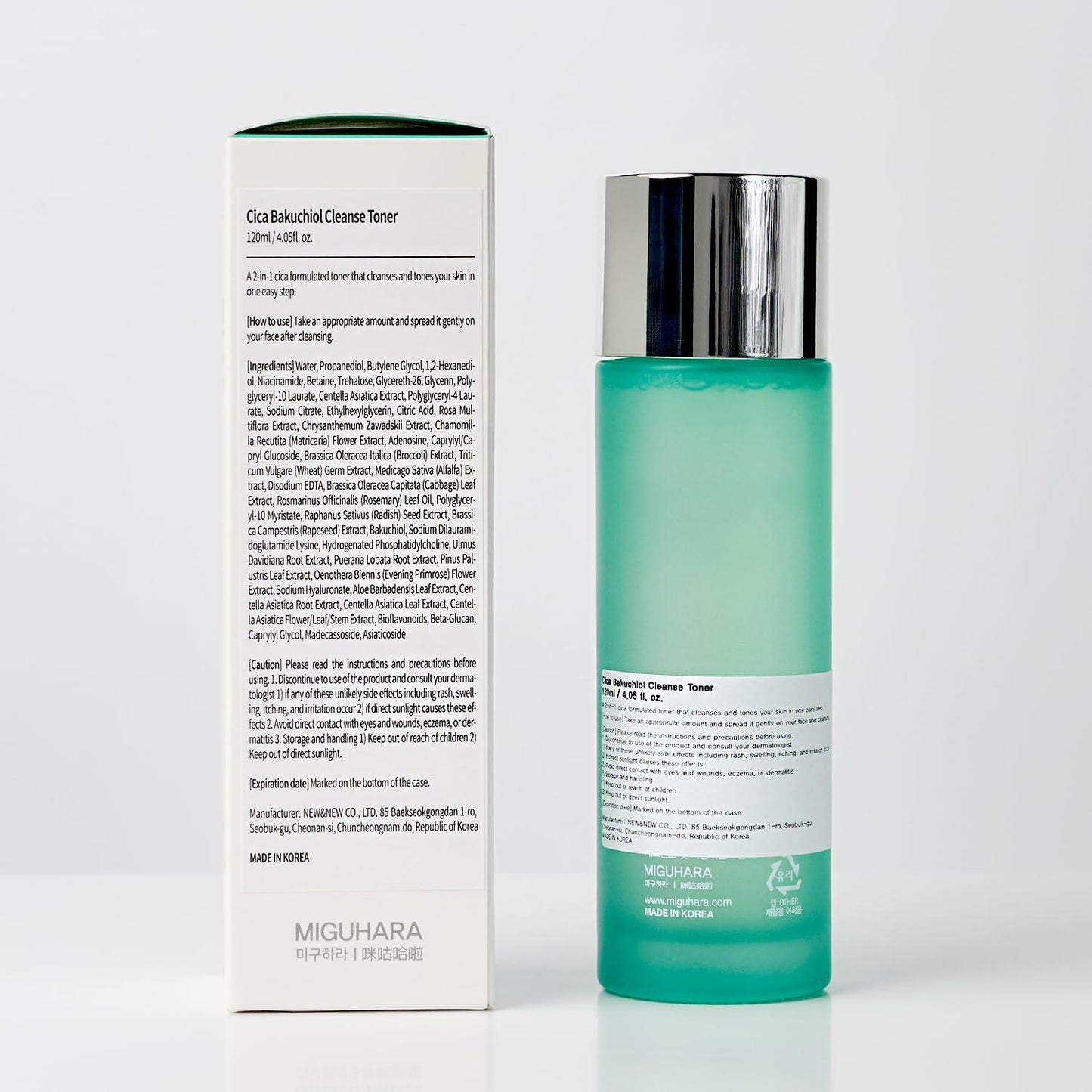 CICA Bakuchiol Cleanse Toner | Korean Skincare 2in1 Toner (120ml/4.05 fl. oz.)