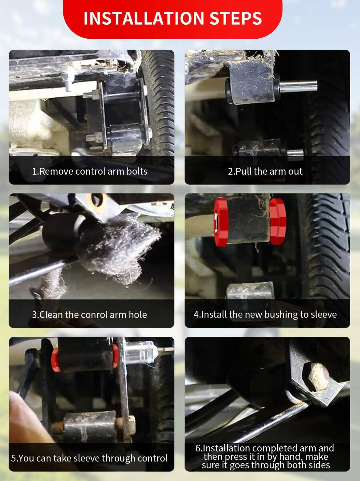 OVAS HOO Club Car Precedent Front Bushing Kit Polyurethane Black 2004-up