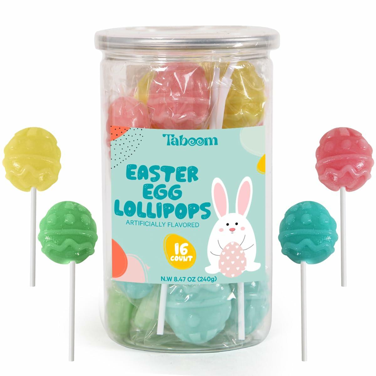 Taboom Egg Shaped Lollipops Easter Candy 16 Count Apple Blueberry Lemon