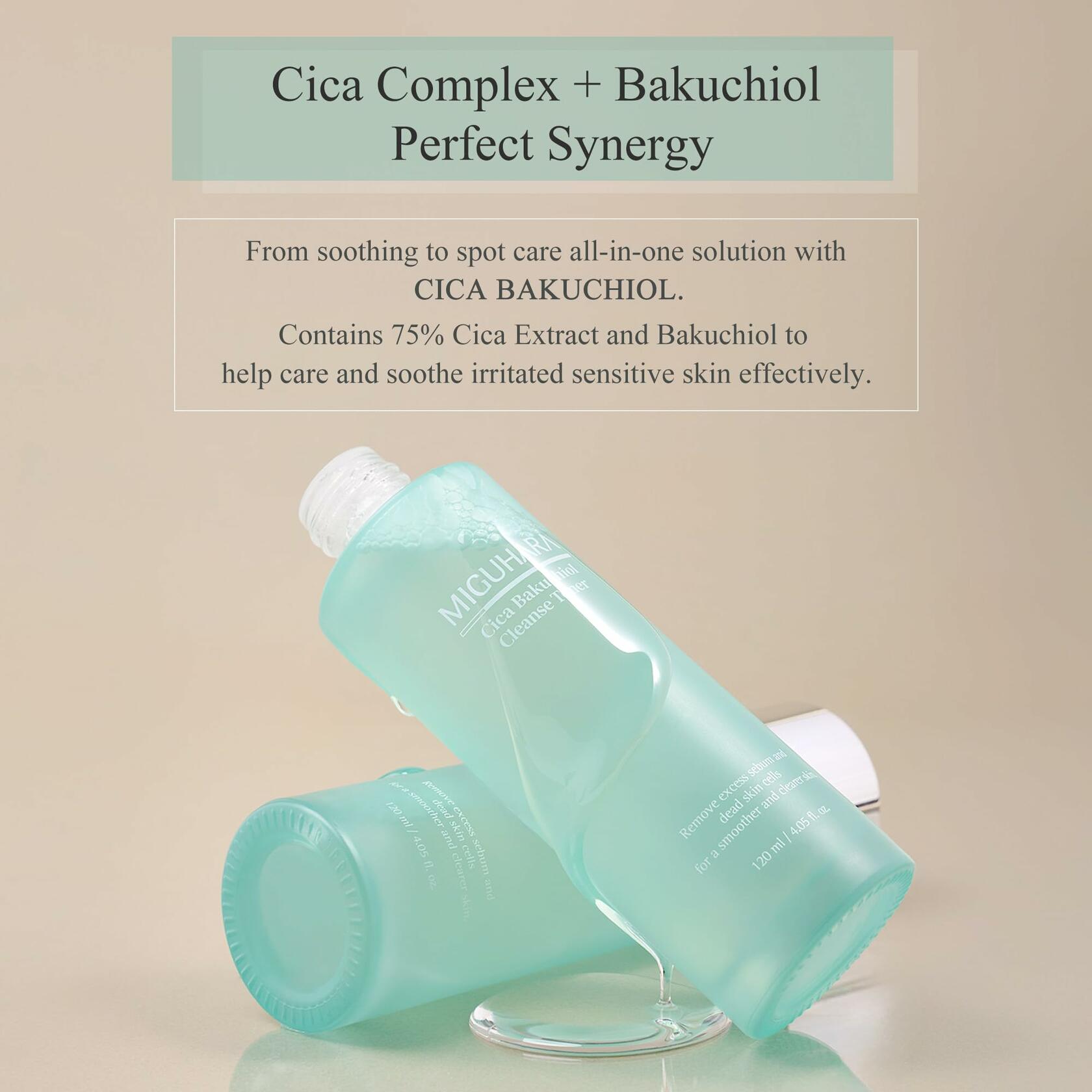 CICA Bakuchiol Cleanse Toner | Korean Skincare 2in1 Toner (120ml/4.05 fl. oz.)