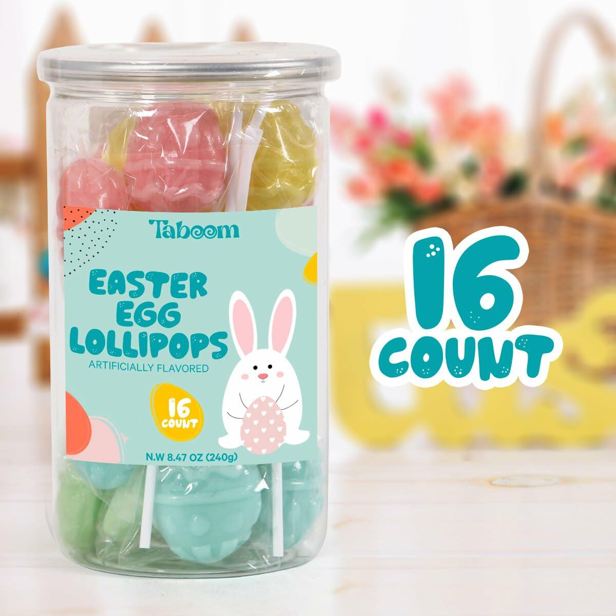 Taboom Egg Shaped Lollipops Easter Candy 16 Count Apple Blueberry Lemon
